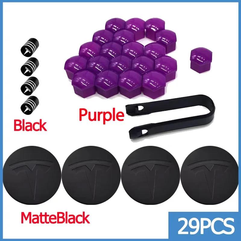 25pcs 29pcs 56mm Matte Black Car Wheel Center Hub Caps for Tesla Model 3 Y S X Tire Lug Nut Protective Covers Styling Decoration