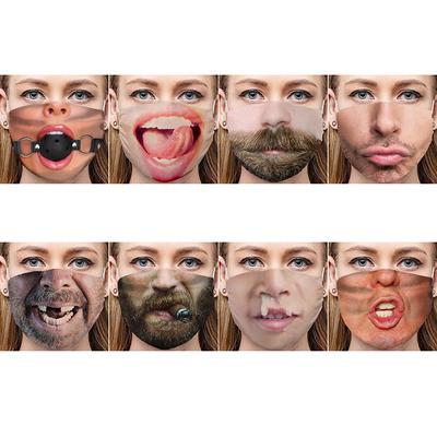 Unisex 3D Funny Face Printed Masks Windproof Adjustable Mouth Mask Halloween