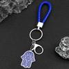 Hebrew Judaism Hexagram Jewish Hamsa Hand Fish Eyes Key Chain Stainless Steel Blue Color David Star Hand of Fatima Jewelry