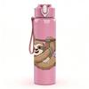 1PC Lazy Sloth Animal Pattern 750ml Color Plastic Sports Water Bottle Leakproof Flip Straw Lid Suitable for Sports Office Home Use