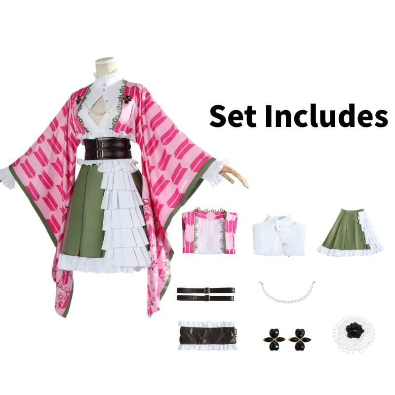 Slayer Demon Kanroji Mitsuri Clothing Cosplay Anime Party Costume Suit Perform