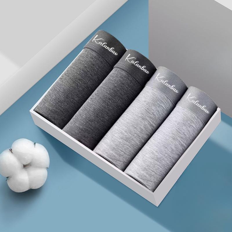 4pcs Men's Underwear Printed Four Cornered Pants Breathable Plus Size Men's Flat Cornered Pants Boxer Brief