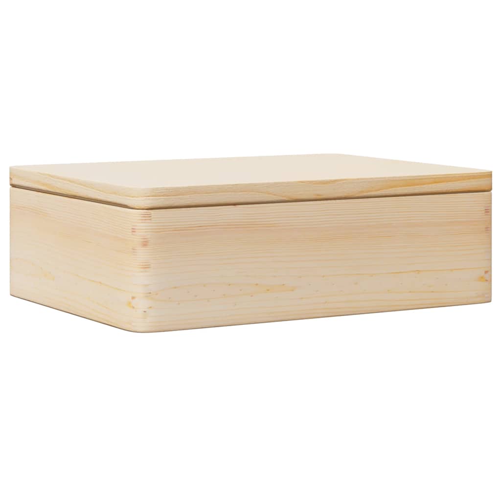 Vidaxl Wooden Box with Lid, 40X30X13 Cm, Solid Pine Wood
