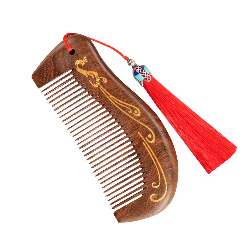 

Подарочная коробка с гравированной расческой из черного сандала с золотым песком - Идеально для Дня матери или Дня учителя