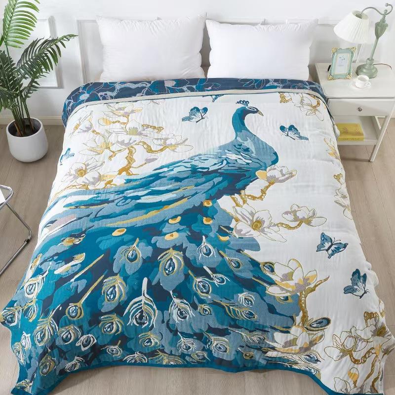Summer Cotton Gauze Enlarged Thickened Throw Blanket Towel Quilt Cover Blanket Office Nap Blanket Household Air Conditioning Single Blanket