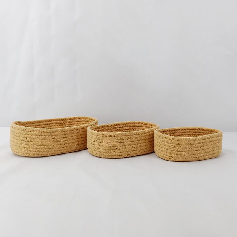 Oval Cotton Rope Woven Storage Basket for Home & Dormitory Organization