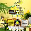 Summer Lemon Tiered Tray Decor Set Wood Sign Rustic Summer Home Table Decor