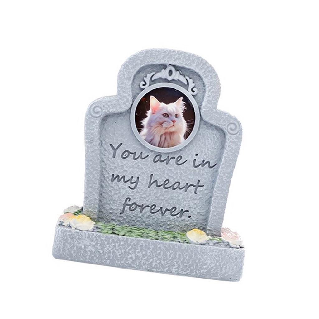 Engraved Sentence Pet Grave Stone Weatherproof Resin Memorial Grave Marker Cats Headstone for Pet Loss Garden Tribute