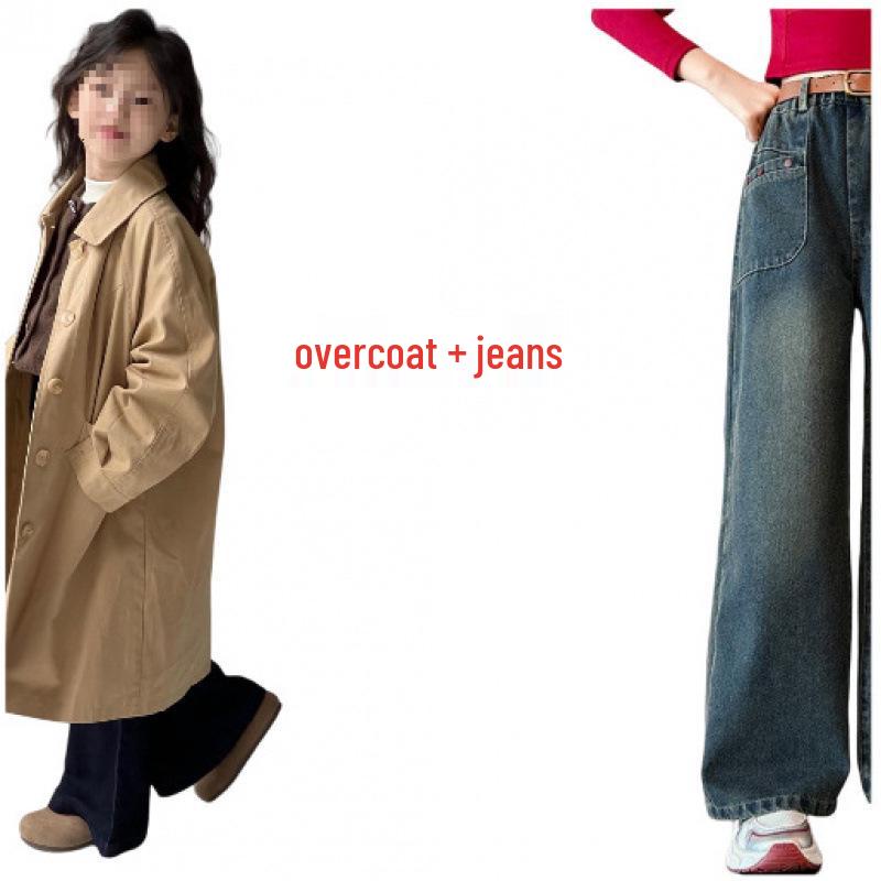 Schicker Britischer Denim-Windbreaker für Mädchen - Trendiger Frühjahrs-/Herbstmantel