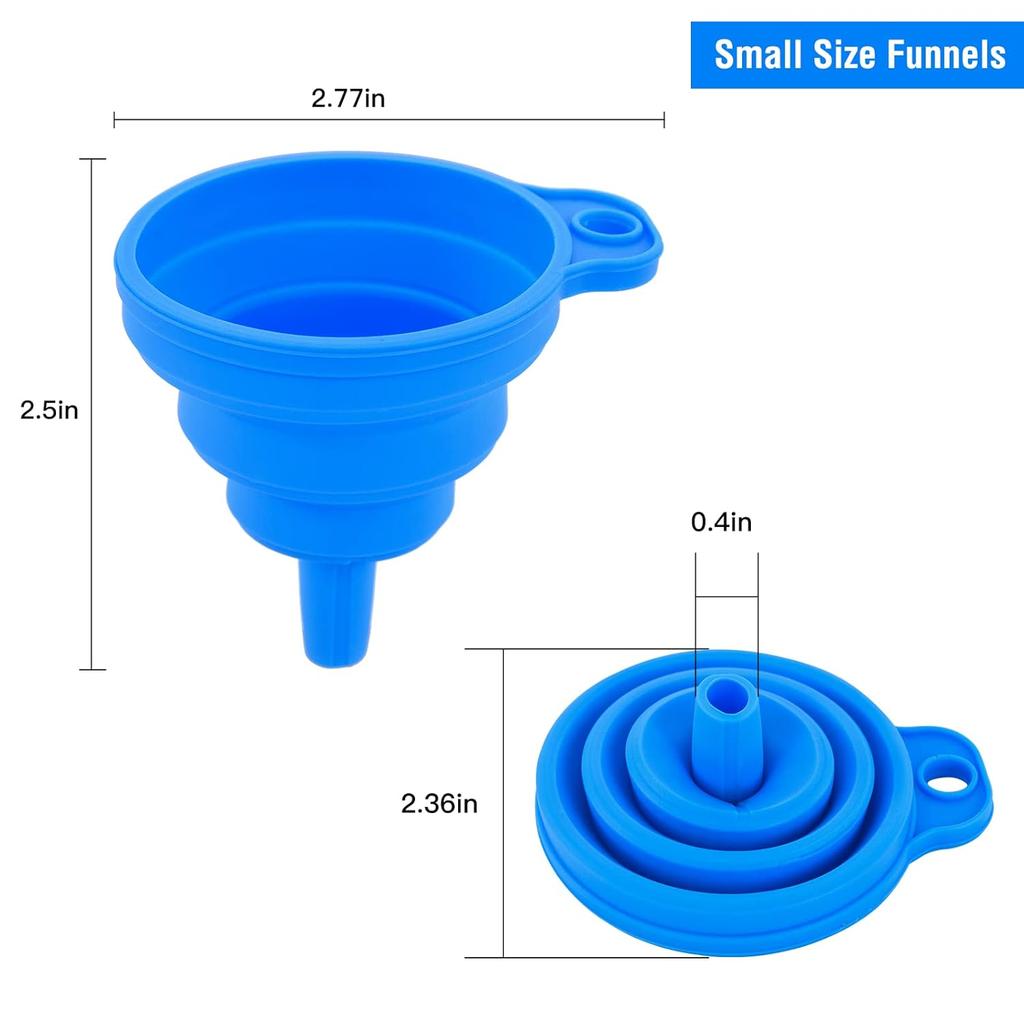 Kitchen Silicone Collapsible Funnel Set of 3,Small and Large,Flexible-Foldable-Cooking-Food-Grade Funnels for Filling Small or Mini