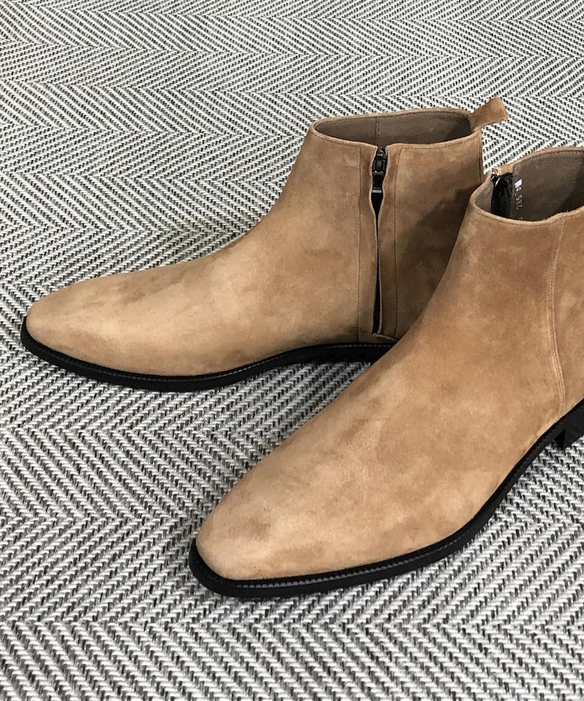Joenshoe Hugo Suede Side Zipper Boots New Brick Brown