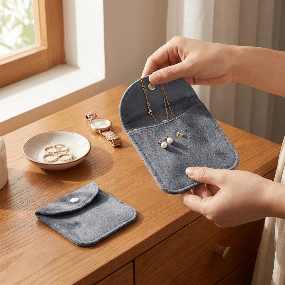 Druckknopf Samt Schmuckbeutel Tragbare Aufbewahrung Schmuckorganisator Boutique-Verpackung