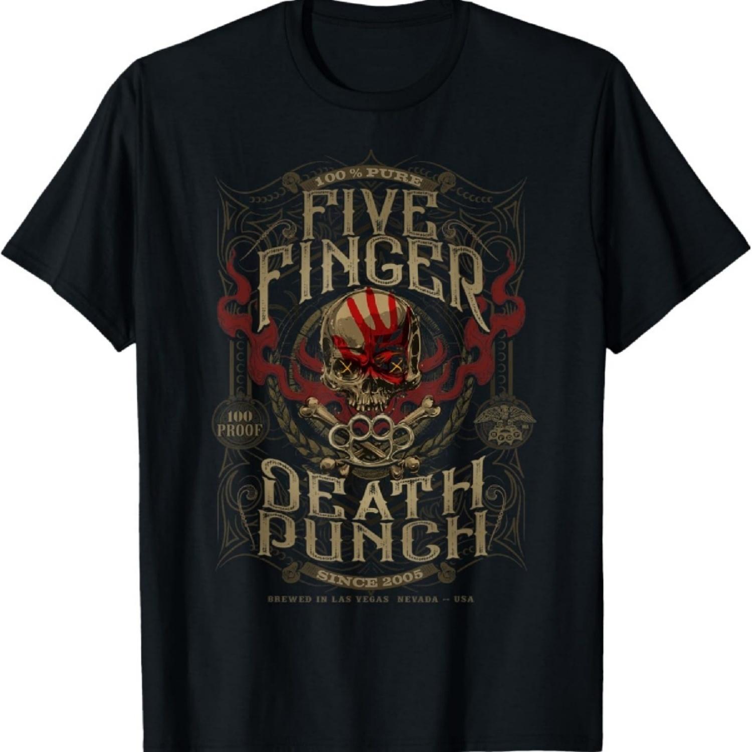 

Five Finger Death Punch - 100 Proof T-Shirt - Unisex-Adult, Black, Small XXXXXL чорний