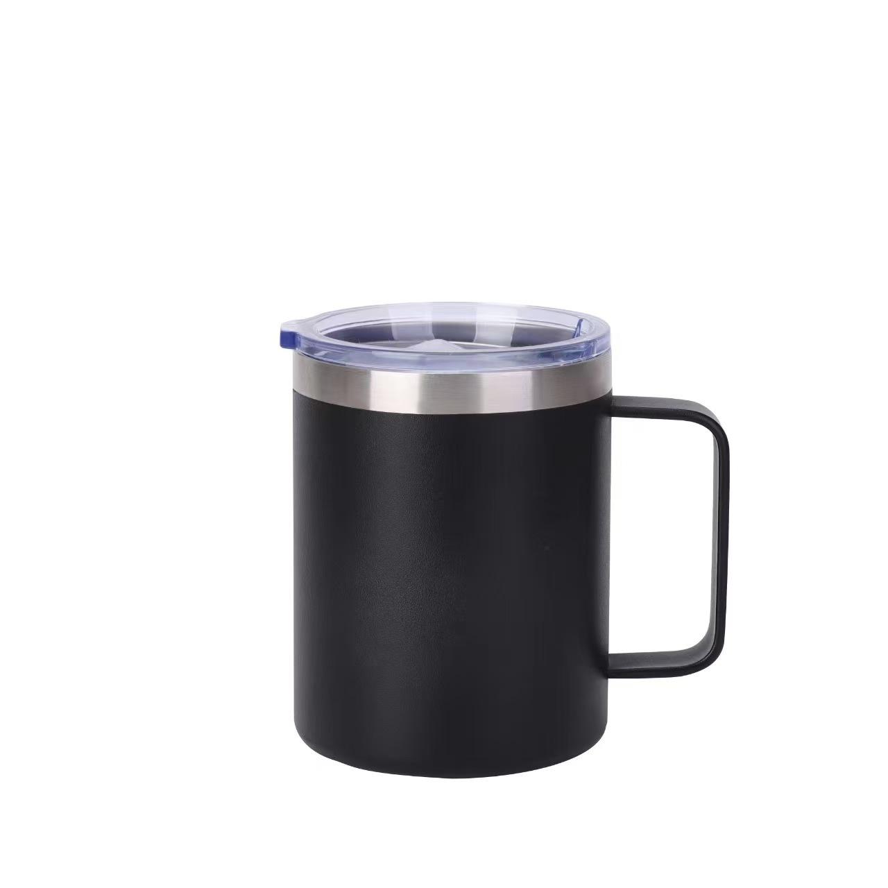 Ready for Ship Custom Logo 12oz Double Wall Vacuum Insulated Stainless Steel Coffee Camping Mug with Handle with Lid 12oz/14oz/16oz/24oz
