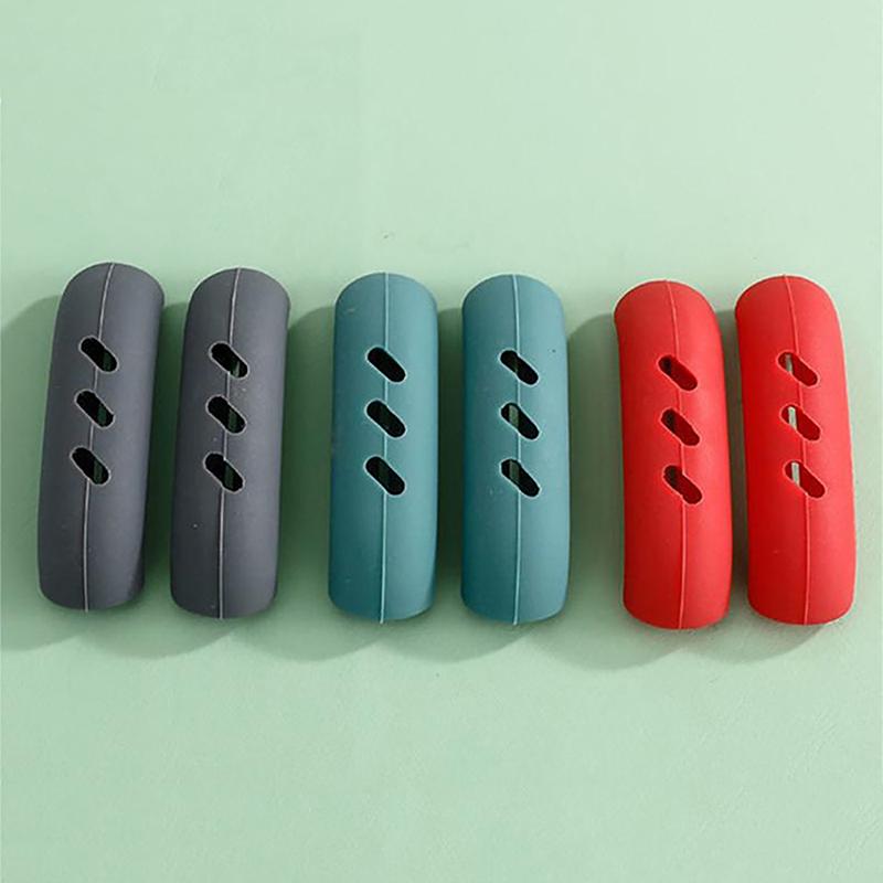 2Pcs Silicone Pan Handle Heat Insulation Covers / Pot Ear Clip Steamer Casserole Handle Holder Non-Slip Kitchen Tool