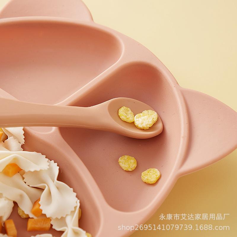 Cartoon Silicone Suction Plate: Divided Baby Tableware for Anti-Fall Feeding