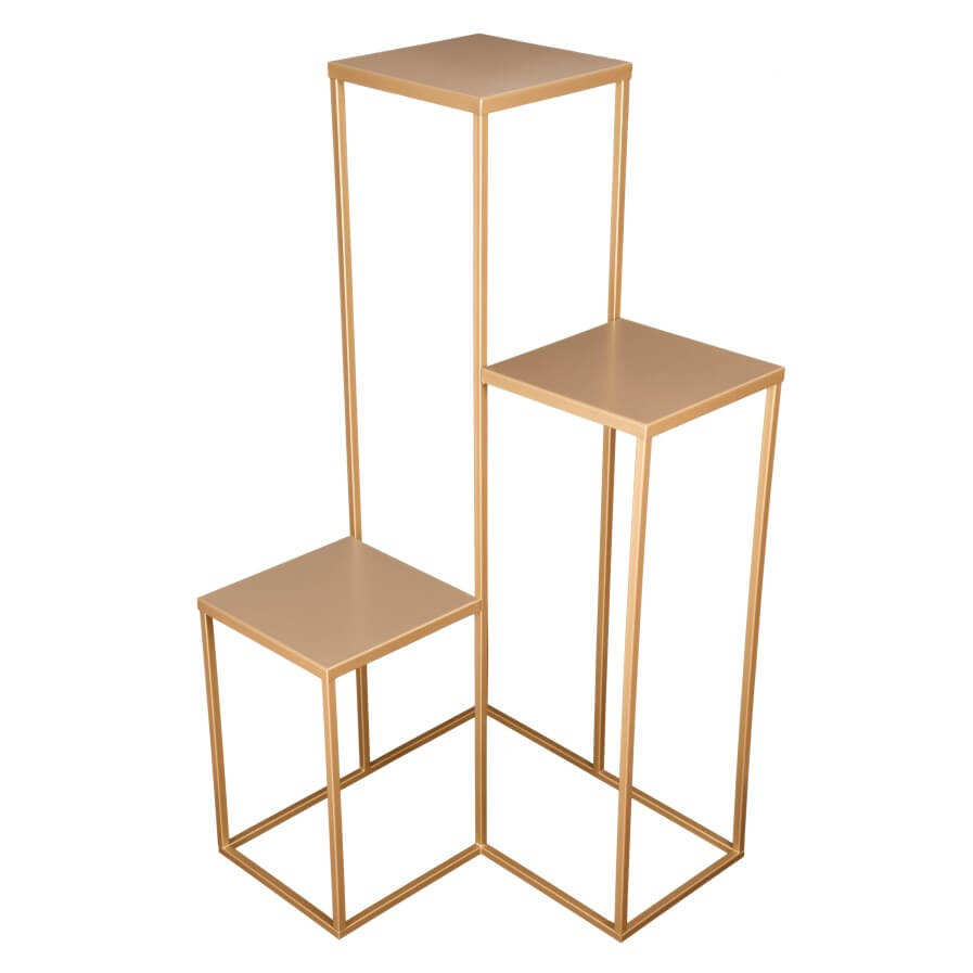 Kwietnik Metalowy Złoty Simple O Wysokości 100 Cm, 3-Poziomowy