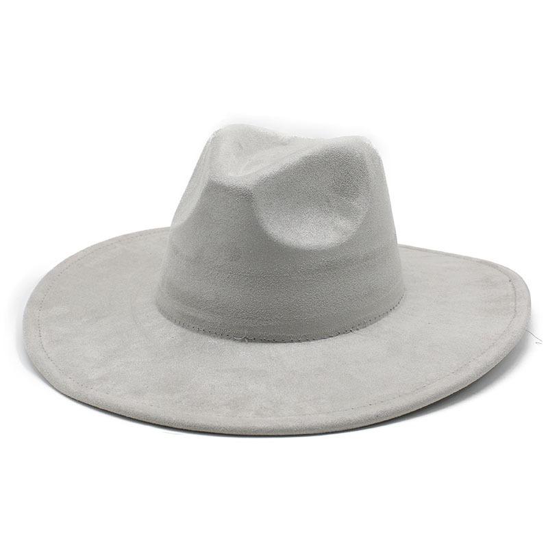 Unisex Suede Wide Brim Fedora Hat Ethnic Style Gentle Hat