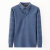 Men's Winter Wool-Feel Sweater: Skin-Friendly, Fleece-Lined, Faux Thickened, Shirt Collar, Knitted Base Layer