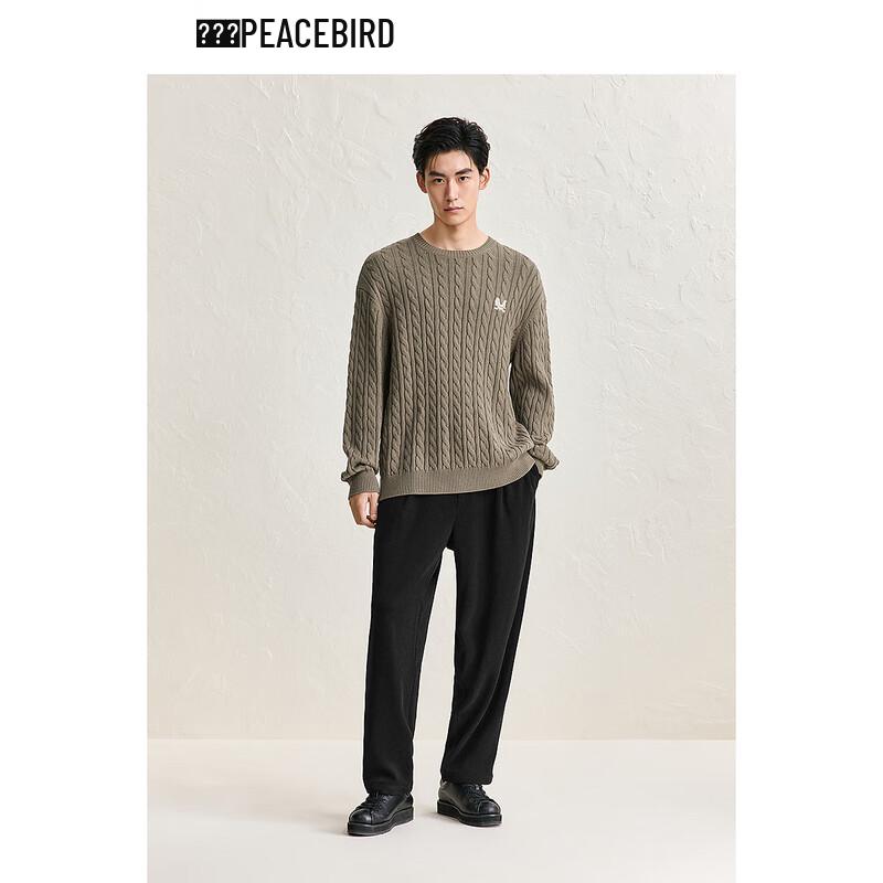 Peacebird Men's Textured Knit Round Neck Pullover Sweater