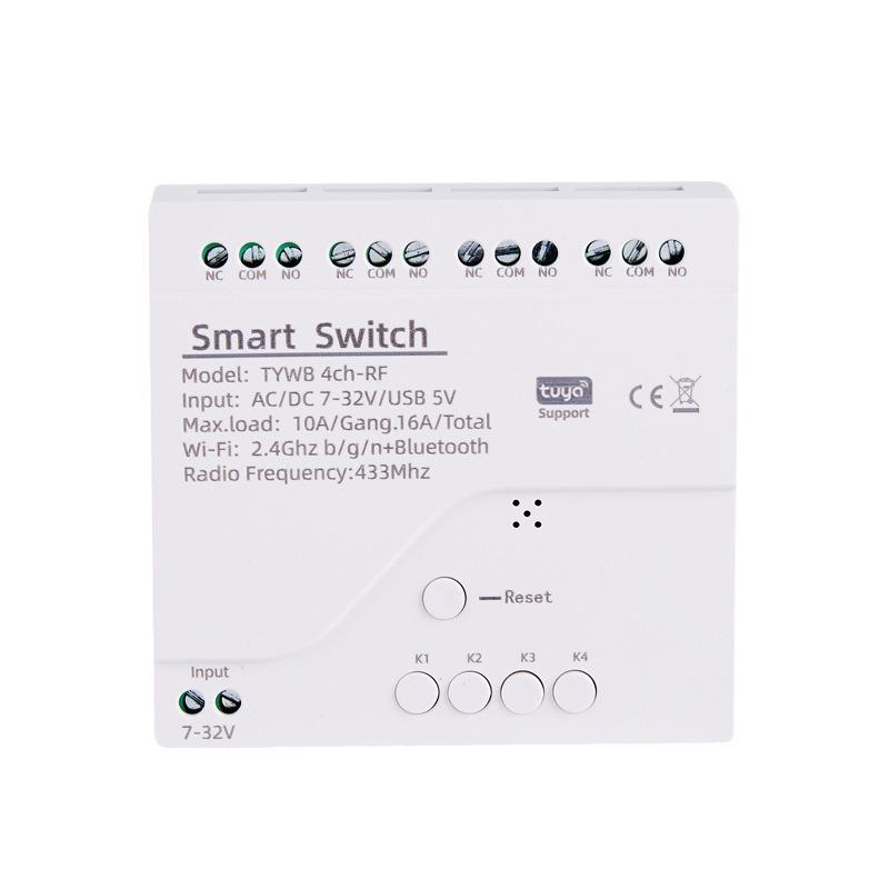 WiFi Smart Module Switch with Momentary & Interlock Remote Control, Voice-Controlled Four-Way Relay (7-32V/220V)