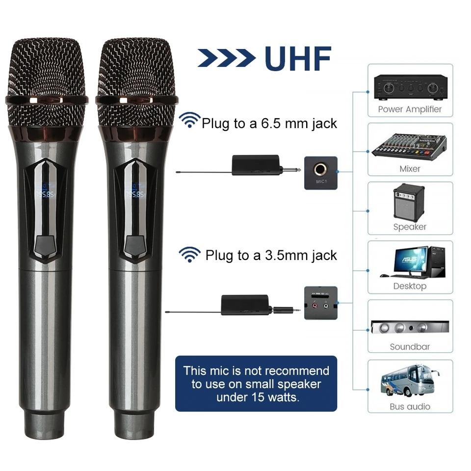 Wireless Microphone Dual Handheld Dynamic Microphone Professional Karaoke Mic for Stage Church Party School Live Speaker Meeting Show