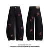 Jeans Larghi Unisex a Vita Media Deostrutturati Vestibilità Larga Vintage Americano Lavato Baggy in Denim Pantaloni Rilassati Lunghi Fino a Terra