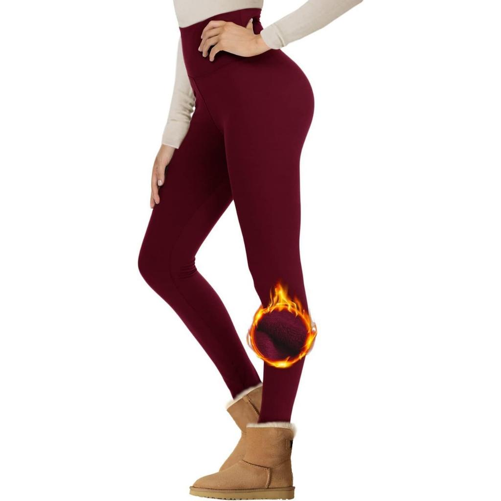Women's High Waist Leggings Slim Fit Thermal Fleece Lined Yoga Pants For Winter Sports Workout