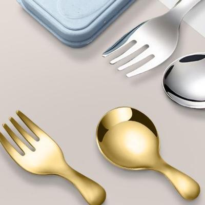Stainless Steel Tableware Set Spoon Fork 2Pc Portable With Box Outdoor Camping Cutlery Lunch Hiking Camp Cooking Travel Flatware