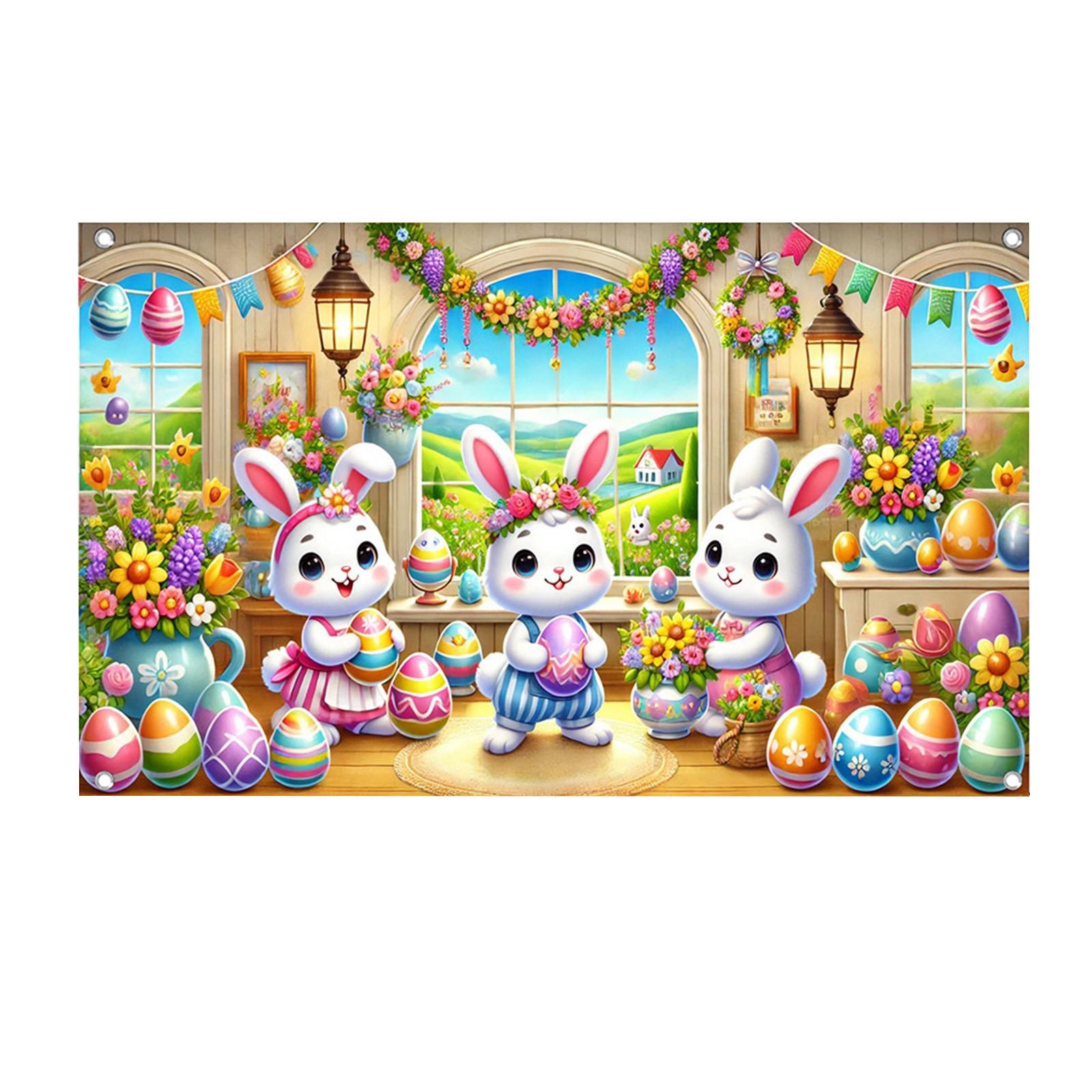 Easter Banner Easter Background Cloth, Holiday Banner Layout Scene Background One Size