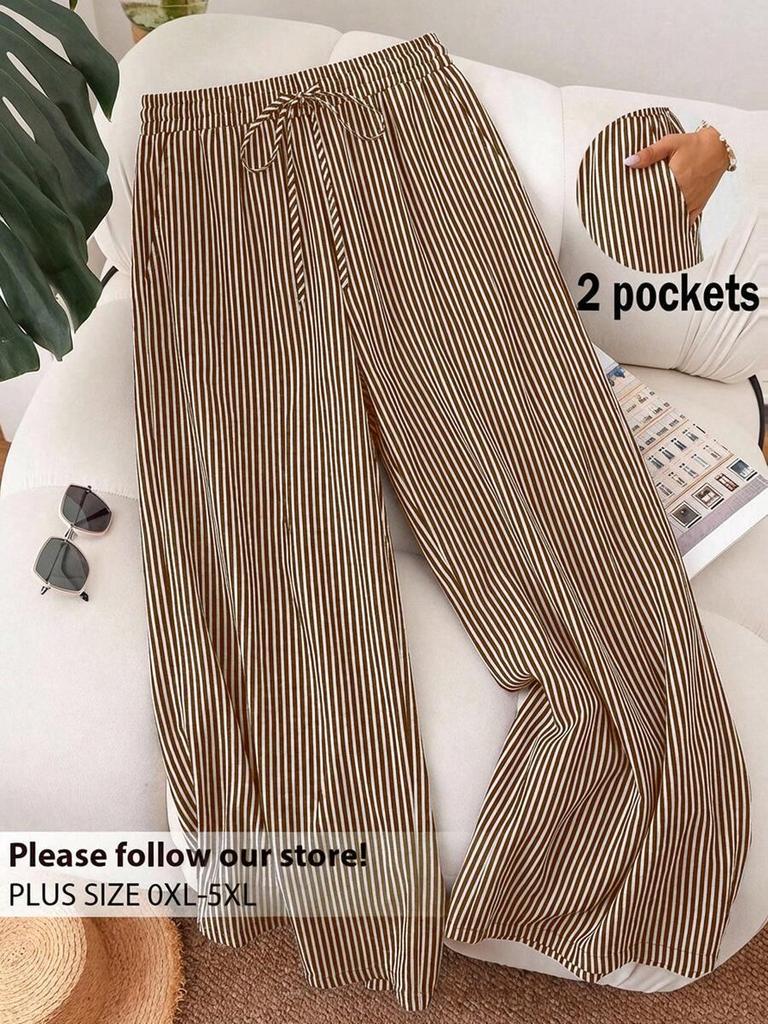 2026 Spring/Summer Plus Size Striped Beach Pants for Women - European & American Style