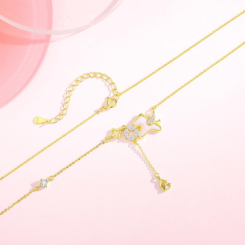 Tichya S925 Sterling Silver Little Pegasus Tassel Necklace for Women 925 Silver