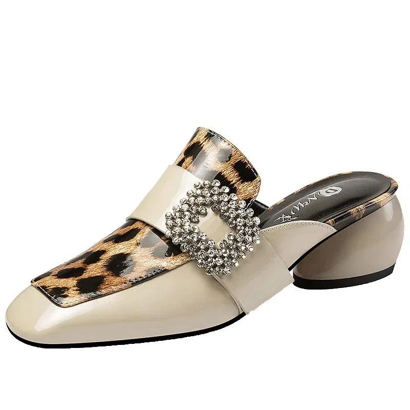 Kvinner Søte Leopard Pigghelsko for Sexy Fest Nattklubb Dame Mote Søt Komfort Slip-on Hælpump Ga97