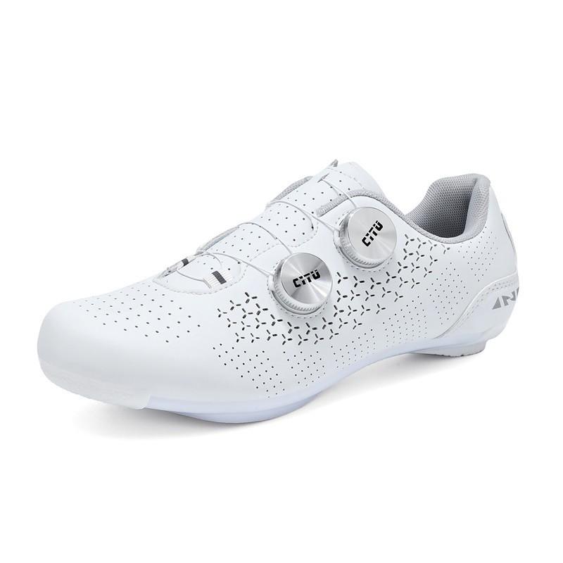 Unisex Cycling Shoes With Rotating Dial Low-Cut PU Leather MTB Road Bike Clipless Compatible