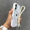 Luxury With Lanyard Clear For Magsafe Phone Case For iPhone 17 Pro Max 16 11 12 13 15 14 Pro Max Armour Wrist Strap Back Cover