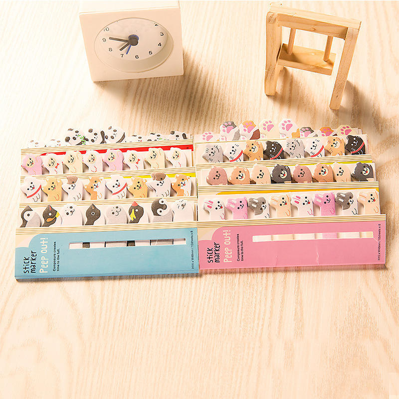 1 Pcs Kawaii Stationery Cartoon Animals Marker Memo Pad Sticky Bookmark Flags Index Tab Sticky Notes Label Paper Stickers