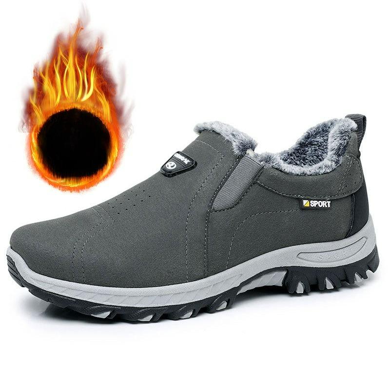 

Зимние утепленные мужские ботинки с толстой подкладкой из бархата, теплые сноубутсы, обувь для походов на открытом воздухе, мужские теплые хлопковые ботинки EU38/CN39 серый