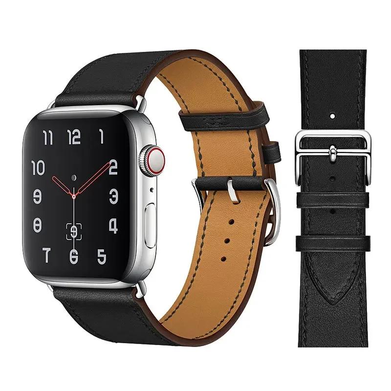 Genuine Leather Bracelet Strap For Apple Watch Band 45mm 49mm 41mm 44mm 42mm 46mm Leather Wristband iWatch Ultra 11 10 9 8 7 6 5