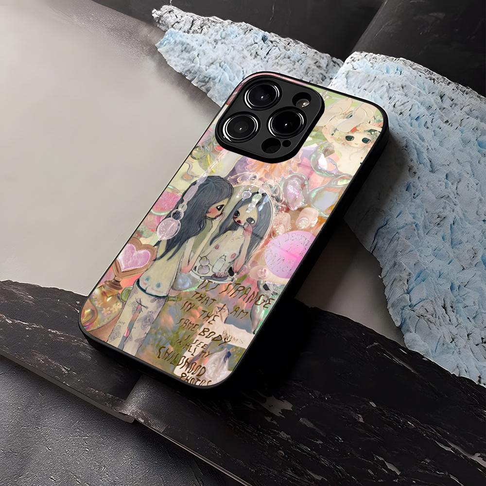 Aya Takano Paintings Phone Case Tempered Glass For IPhone 16 17 13 14 12 15 11 Pro Max Plus Mini X XR SE2020 Coque