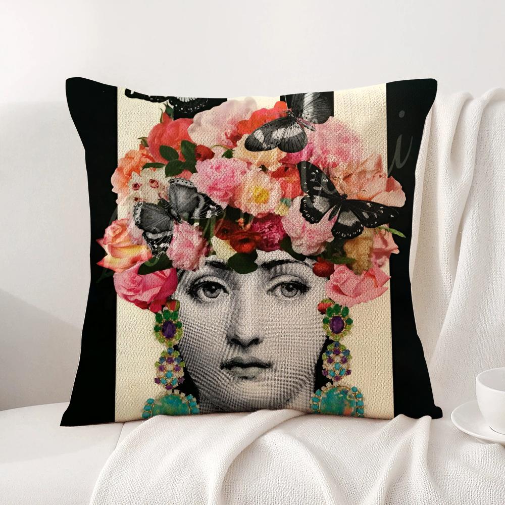 Women Anime Art Pillow Case Natural Linen Organic Fabric Double-Sided Printing Breathable Perfect For Home Decor