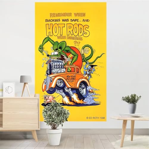 

Rat Fink Hot Rod Extra Large Flag/Banner 150cm x 90cm, perfect for decorating your room or garage! American Goods/Car Racing