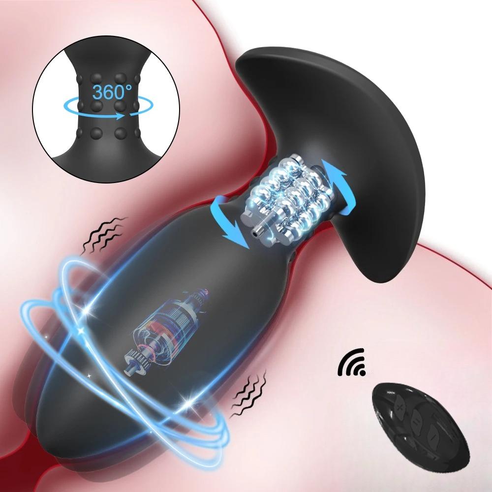 360° Rotation Vibrating Anal Plug Sex Toys for Men Wiggle Prostate Massager APP Anal Vibrator Butt Plug Sex Toy for Gay Women 18
