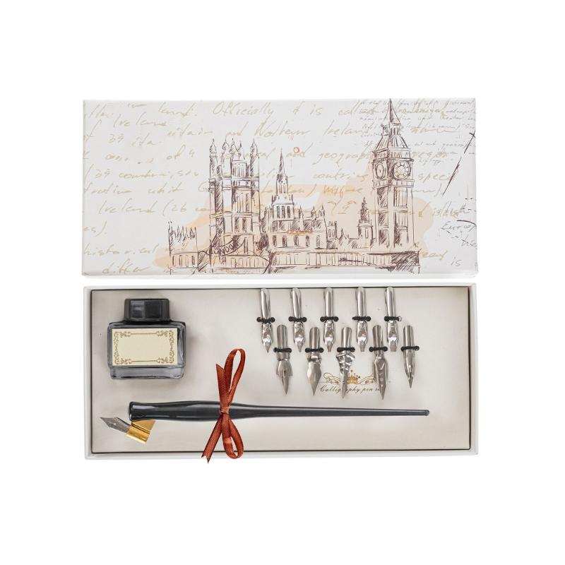 Dip Pen Holder with Nibs English Calligraphy Dip Pen Point Holder Oblique Pen Nib Holder for Drawing Writing Shading