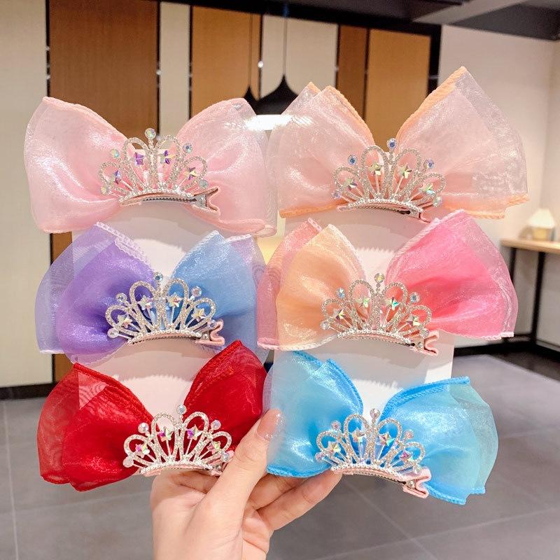 Girl Bow Hairpin Crown Hairpin Cute Three-Dimensional Mesh Hairpin