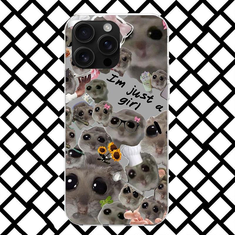 Funny Sad Hamster Meme Phone Case for iPhone 17 Air 16 16E 15 14 Plus 13 Mini 12 11 Pro Max 7 8 + SE 2020 Soft Cover Fundas 11 P