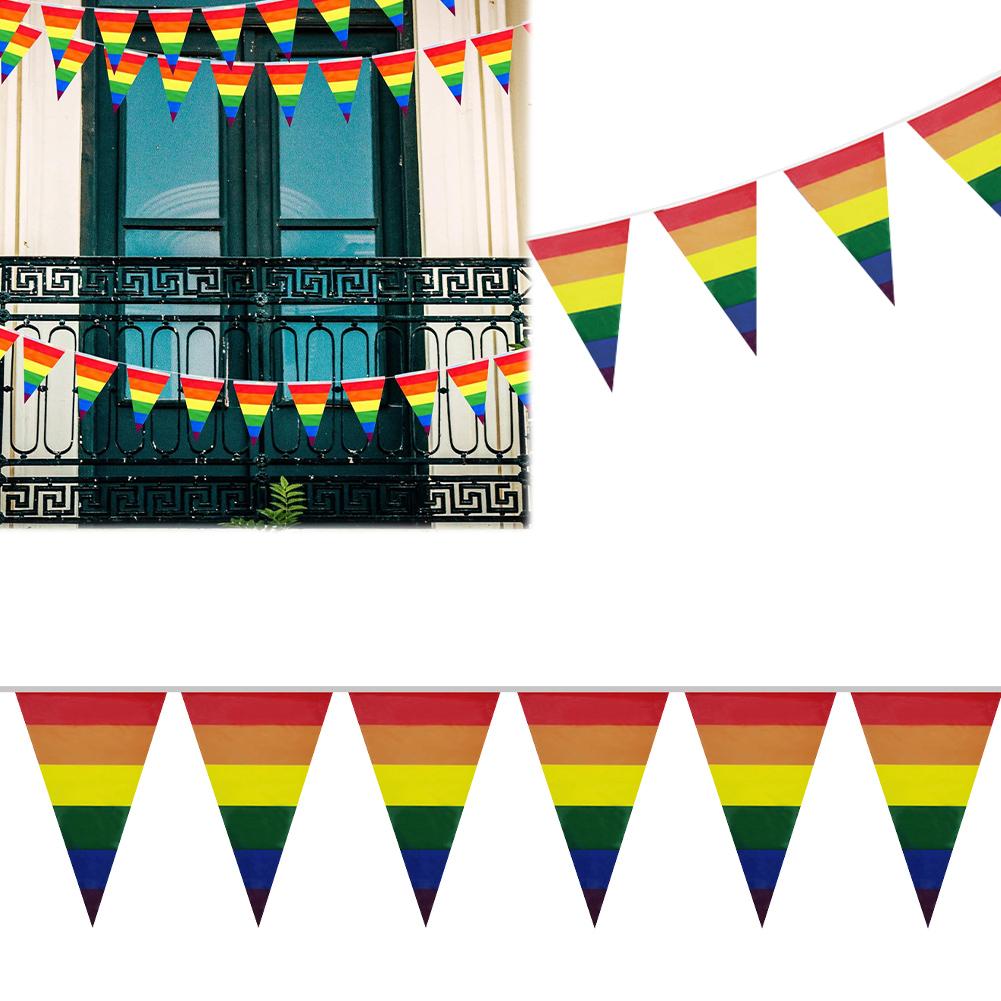 5/10M LGBT Pride String Flag Pennant 10/20 Flags Rainbow Bunting Gay Pride Banner for LGBT Festival Party Celebration Decoration