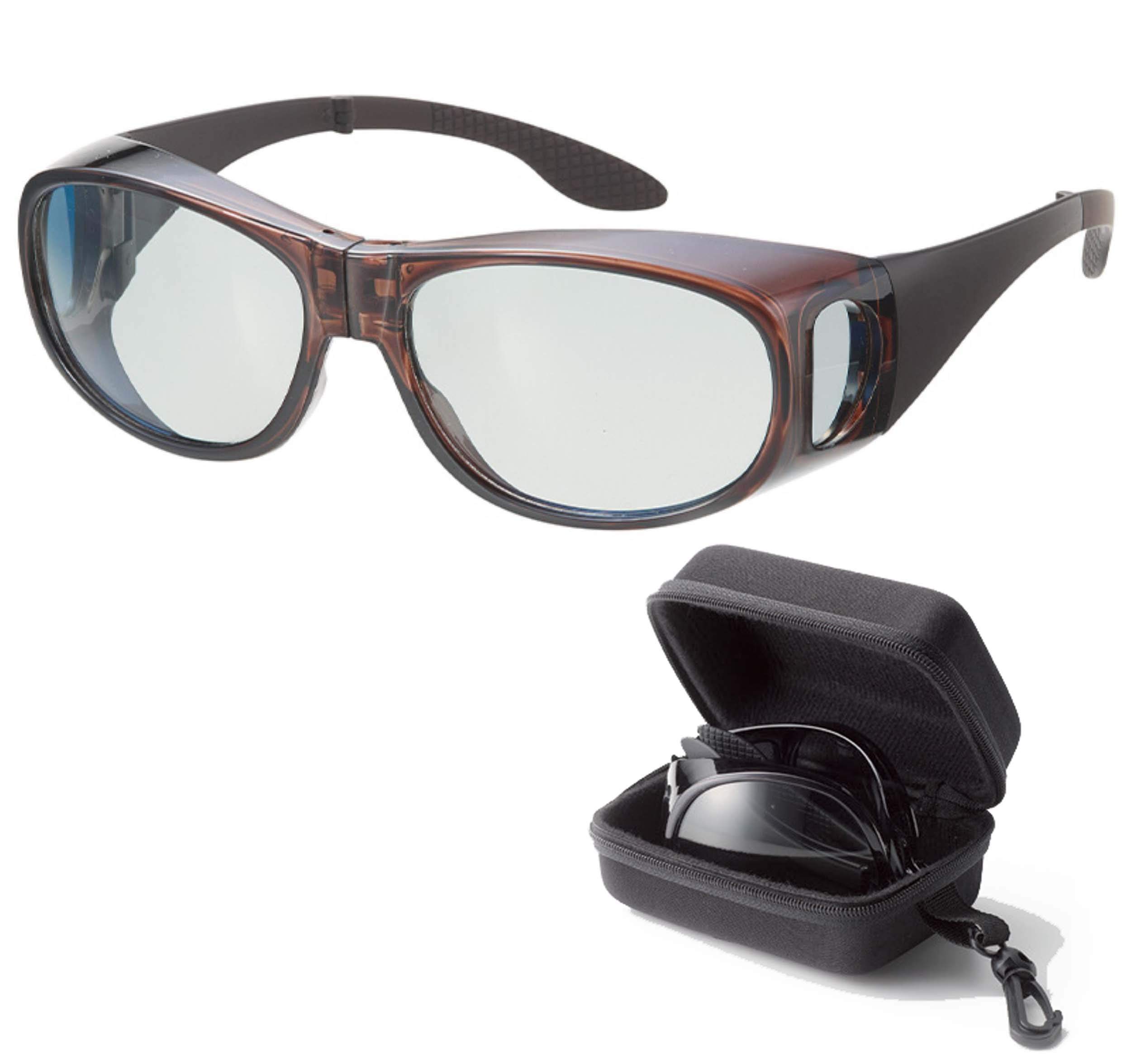 

UV Protection Polarized Goggles for Over-Eyeglasses (Includes Foldable, Portable Semi-Hard Case) Brown 6725-13