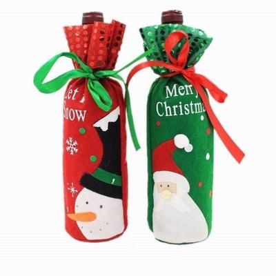 Kerstman Sneeuwpop Wijnfles Hoes Tas Kerstdiner Kerst Tafeldecoratie Cadeau