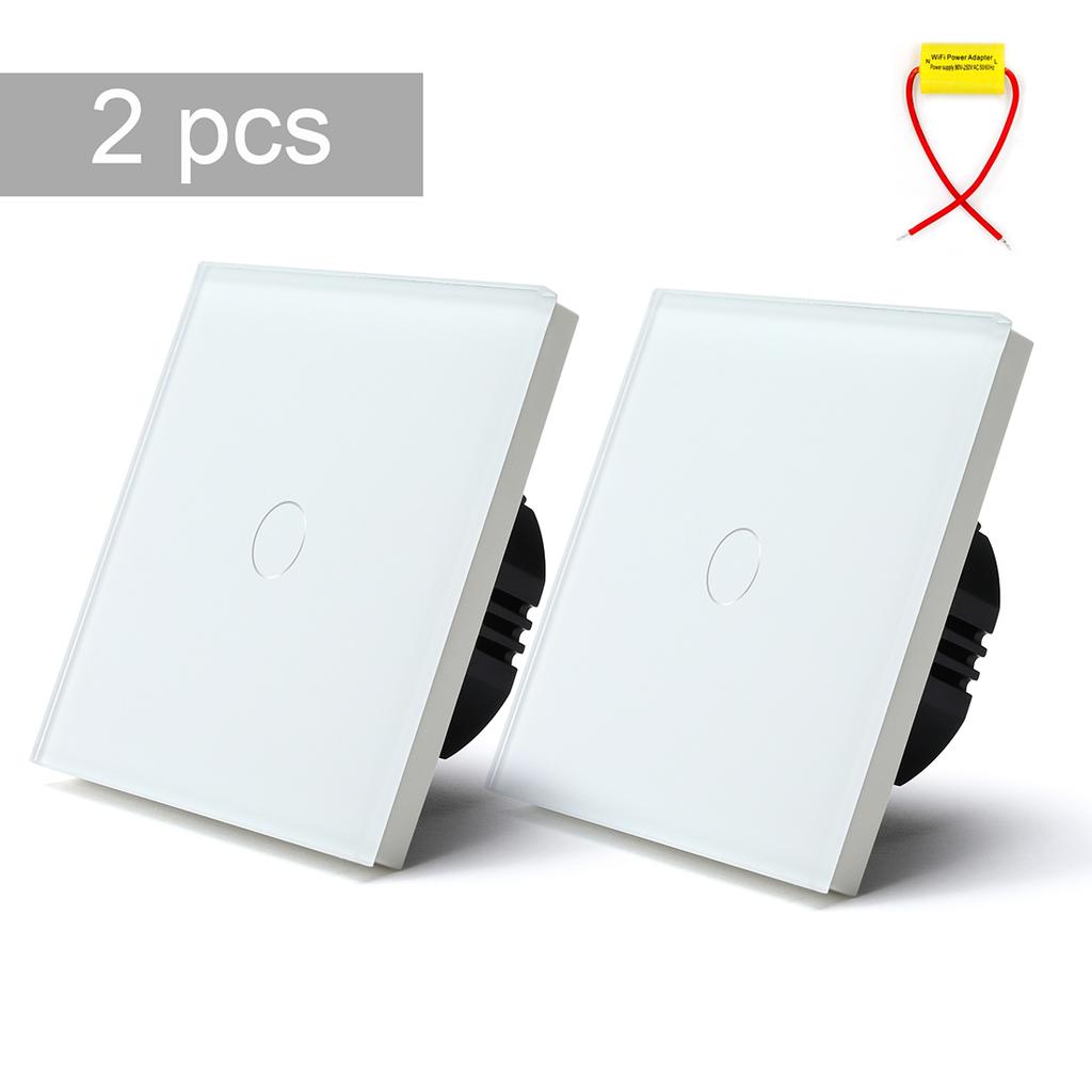 BSEED 1/2/3Gang Wifi Touch Switches 2Way Wall Light Switches Stairs Glass Tuya Smart Life Alice Control No Neutral 2 Pack