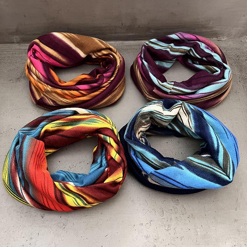 Unisex Knit Hat With Stripe Print No Brim Design For Winter Activities Outdoor